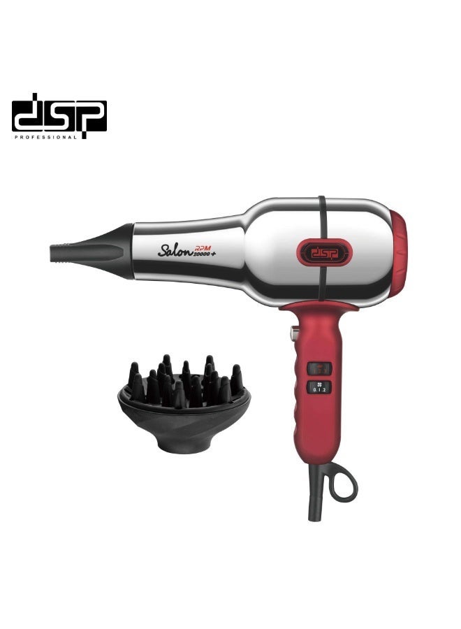 دي اس بي مجفف شعر احترافي من دي إس بي سيكادورا كلاسيك ستيل، بمحرك تيار متردد بقوة 2200 واط، تصميم كلاسيكي مطلي بالكروم، سرعتان و3 إعدادات لدرجة الحرارة، ووظيفة الهواء البارد. - Image 1